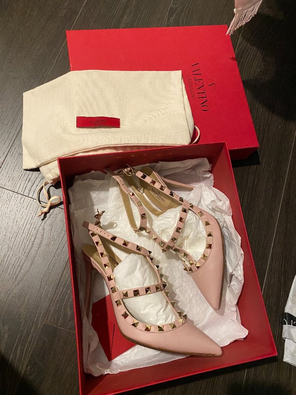 Valentino Garavani Rockstud Heels Light Pink Smooth Matte Leather Size 38